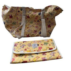Messy Baby Diaper Bag & Changing Mat Set - Vintage Style Yellow Print